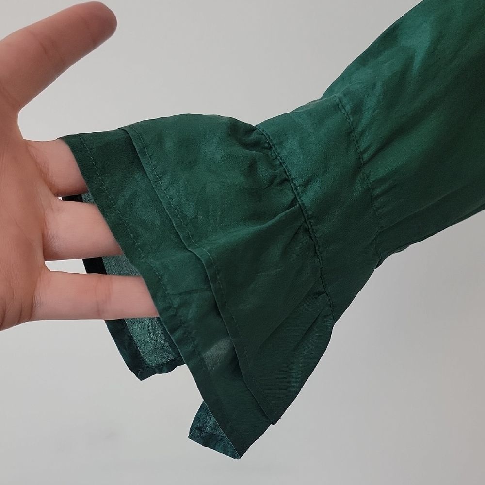 H.L. Spencer (Vintage) VTG Silk Blouse Green Size S Vintage - Picture 4 of 11